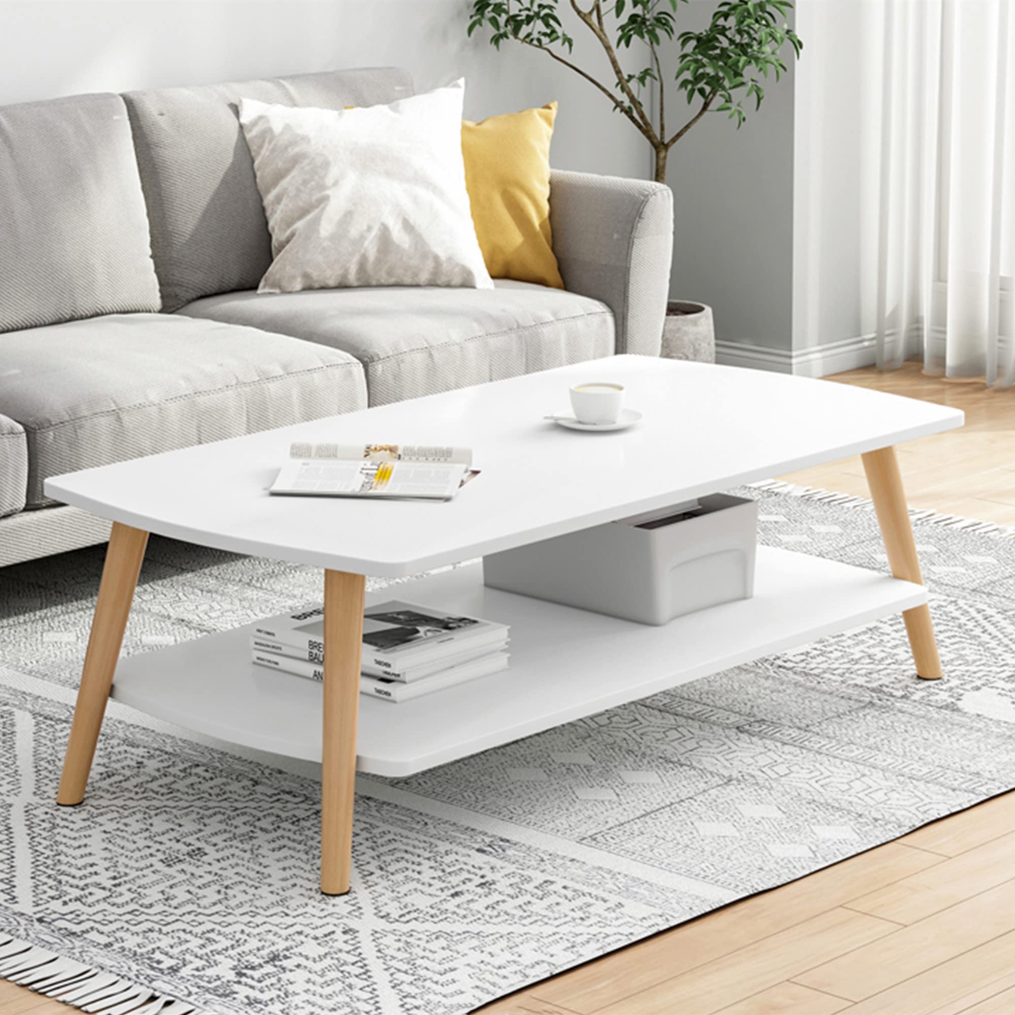 Modern Coffee Table, Central Table for Living Room, Wood Small End